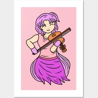 Cute violin girl Posters and Art